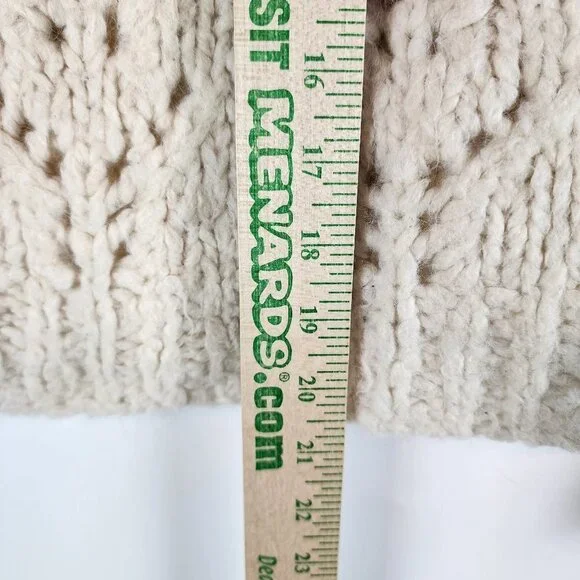 Sea New York Ellie Combo Sweater Cable Knit Puff Lace Sleeves Cream Alpaca Wool - Picture 13 of 14